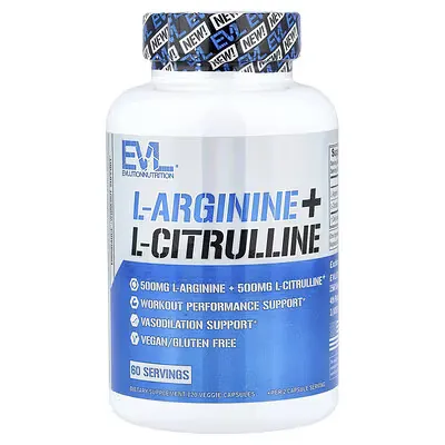 L-аргінін + L-цитрулін EVLution Nutrition L-Arginine & L-Citrulline вег. капсули №120