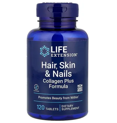 Комплекс для волосся, шкіри і нігтів з колагеном Life Extension Hair, Skin & Nails, 120 таблеток