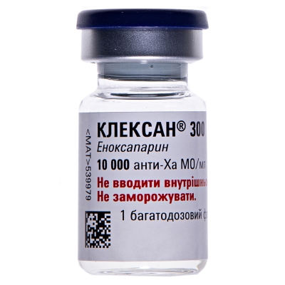Клексан 300 раствор д/ин. 10000 анти-Ха МЕ/мл по 3 мл №1 во флак. многодоз.