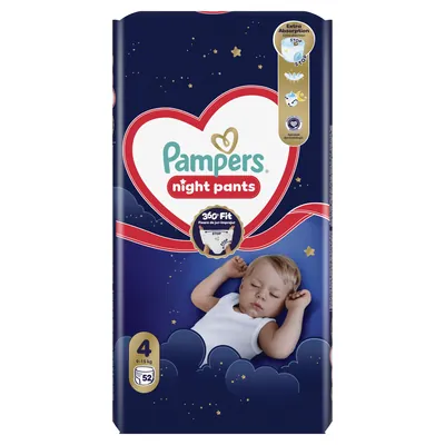 Підгузки-трусики Pampers Night Pants дитячі розмір 4, 9-15 кг, 52 шт