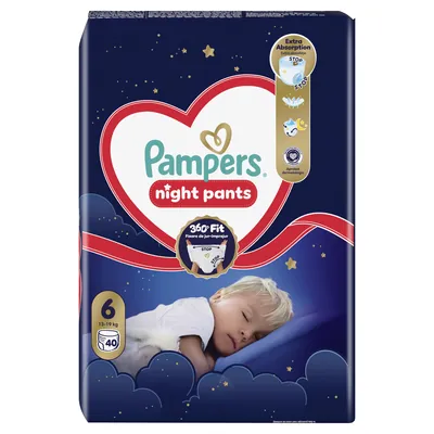 Підгузки-трусики Pampers Night Pants дитячі розмір 6, 13-19 кг, 40 шт