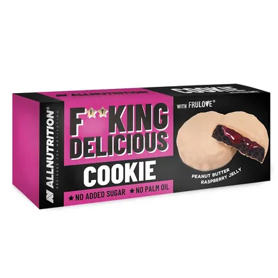 Печиво Allnutrition Fitking Delicious Cookie арахісова олія-малинове желе, 128 г