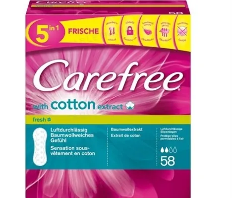 Прокладки щоденні Carefree with Cotton extract Fresh гігієнічні, 58 шт