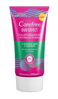 Гель Carefree Duo Effect із зеленим чаєм і алое вера для щоденної інтимної гігієни, 200 мл