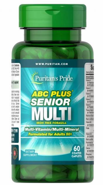 Витаминно-минеральный комплекс 50+ Puritan's Pride ABC Plus Senior Multivitamin MultiMineral Formula, 60 каплет