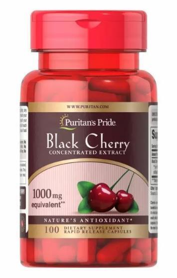 Черная вишня Puritan's Pride Black Cherry 1000 мг, 100 капсул