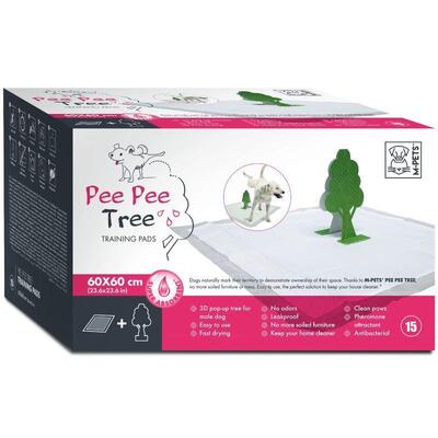 Пеленки M-Pets Pee Pee Tree Training Pads для приучения к туалету с деревцем для собак, 60х60 см, 15 штук