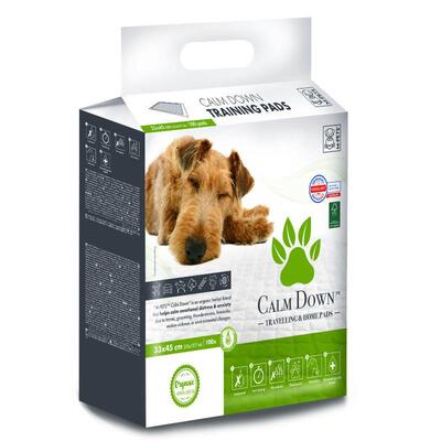 Пеленки одноразовые M-Pets Calm Down Travelling & Home для путешествий с успокаивающим аттрактантом, размер 45х33 см, 100 штук