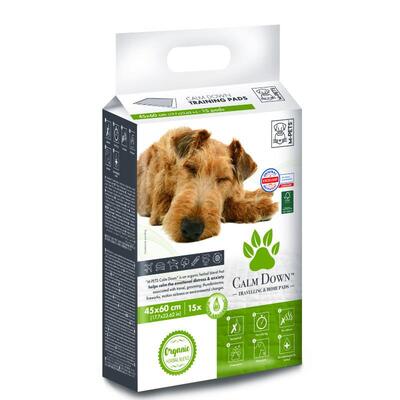 Пеленки одноразовые M-Pets Calm Down Travelling & Home для путешествий с успокаивающим аттрактантом, размер 60х45 см, 15 штук
