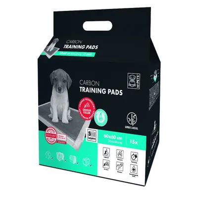Пелюшки одноразові M-Pets Carbon Training з бамбуковим вугіллям для собак, розмір 60х60 см, 15 штук