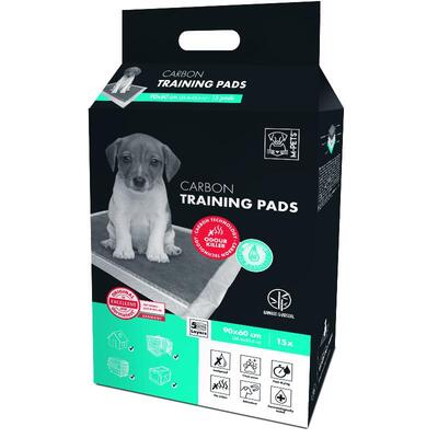 Пеленки одноразовые M-Pets Carbon Training с бамбуковым углем для собак, размер 90х60 см, 15 штук