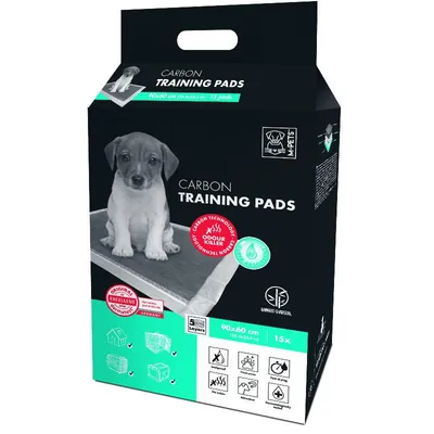 Пелюшки одноразові M-Pets Carbon Training з бамбуковим вугіллям для собак, розмір 90х60 см, 15 штук