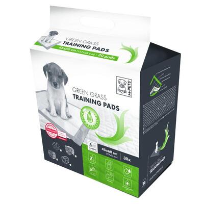 Пелюшки одноразові M-Pets Green Grass Puppy для привчання цуценят до туалету з ароматом зеленої трави, розмір 60х45 см, 30 штук