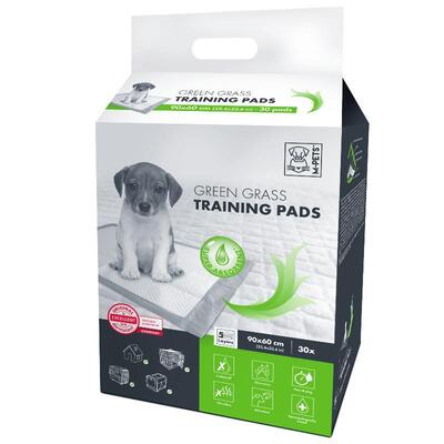 Пелюшки одноразові M-Pets Green Grass Puppy для привчання цуценят до туалету з ароматом зеленої трави, розмір 90х60 см, 30 штук