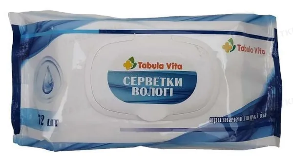 Серветки вологі Tabula Vita універсальні, з клапаном, 72 шт