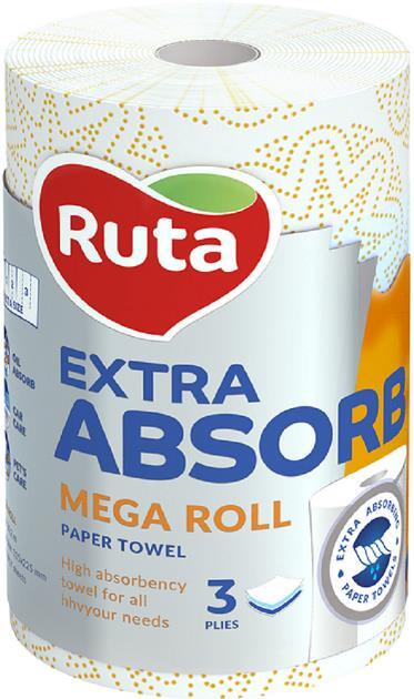 Бумажные полотенца Ruta Mega roll 3 слоя белые, 1 рулон