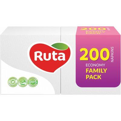 Салфетки столовые Ruta Family Pack 1 слой, 24 х 24 см, 200 шт