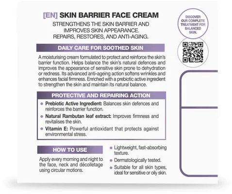 Крем для обличчя Babaria Skin Barrier для зміцнення шкірного бар’єру, 50 мл