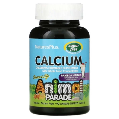 Кальций для детей Nature's Plus Animal Parade Chewable Calcium без сахара, ваниль, 90 таблеток