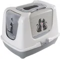 Туалет для кішок Moderna Trendy Cat Cats in Love з фільтром та совком, світло-сірий, 50х39х37 см