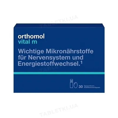 Вітамінно-мінеральний комплекс Ортомол Vital M для чоловіків питна суспензія + капсули, курс 30 днів