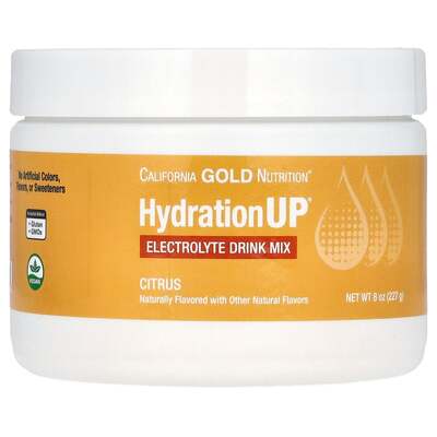 Смесь California Gold Nutrition HydrationUP для приготовления напитка с электролитами цитрус, 227 г