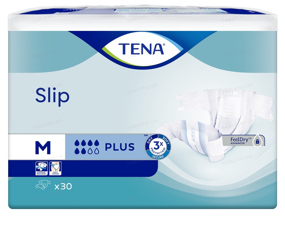Подгузники для взрослых Tena Slip Plus Medium, 30 штук : инструкция ...