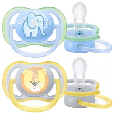 Пустышка силиконовая Philips Avent Ultra Air SCF085/01 ортодонтическая, 0-6 месяцев, для мальчиков, 2 шт