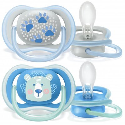 Пустышка силиконовая Philips Avent Ultra Air SCF085/03 ортодонтическая, 6-18 месяцев, для мальчиков, 2 шт