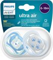 Пустушка силіконова Philips Avent Ultra Air SCF085/03 ортодонтична, 6-18 місяців, для хлопчиків, 2 шт