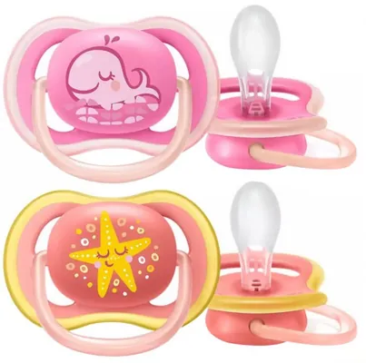 Пустушка силіконова Philips Avent Ultra Air SCF085/04 ортодонтична, 6-18 місяців, для дівчаток, 2 шт