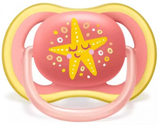 Пустышка силиконовая Philips Avent Ultra Air SCF085/04 ортодонтическая, 6-18 месяцев, для девочек, 2 шт