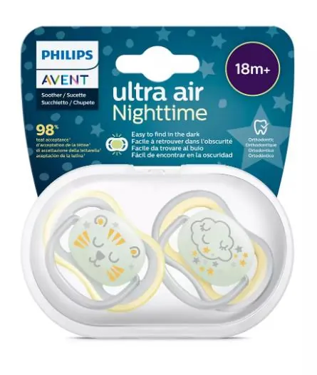 Пустушка силіконова Philips Avent Ultra Air Nighttime SCF376/01, 18+ місяців, 2 шт