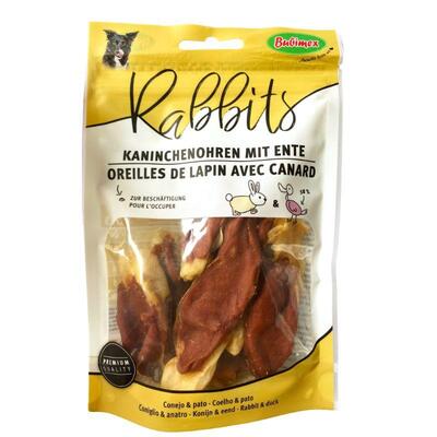 Лакомство Bubimex Rabbit Ears with Chicken Кроличьи ушки с уткой для собак, 90 г