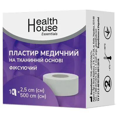Пластир медичний Health House Essentials на тканинній основі розмір 2,5 см х 500 см, 1 штука