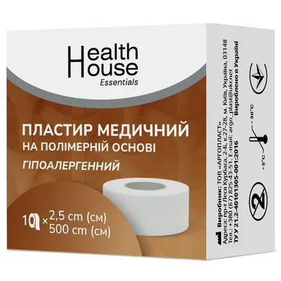 Пластир медичний Health House Essentials на полімерній основі розмір 2,5 см х 500 см, 1 штука