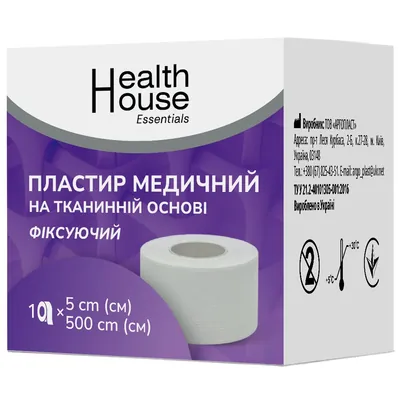 Пластир медичний Health House Essentials на тканинній основі розмір 5 см х 500 см, 1 штука
