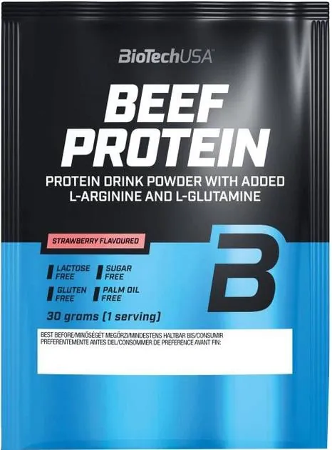 Протеїн яловичий гідролізат Biotech BEEF Protein полуниця, 30 г