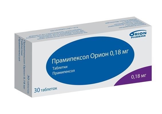 Праміпексол Оріон таблетки по 0.18 мг №30 (10х3)