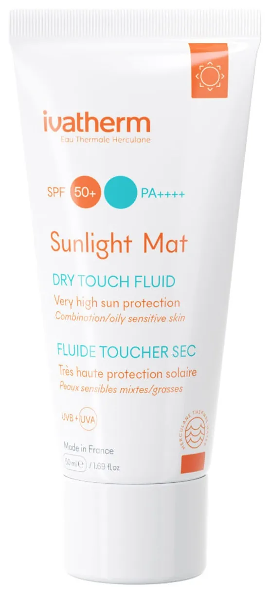 Крем для обличчя Ivatherm Sunlight Mat SPF50+ сонцезахисний матуючий для чутливої шкіри комбінованого та жирного типу, 50 мл