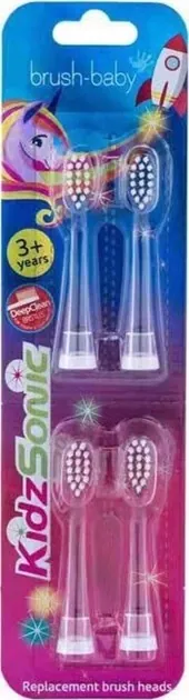 Змінні насадки до електричної зубної щітки Brush-Baby  KidzSonic Replacement Brush heads 3+ роки, 4 шт