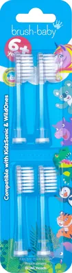 Змінні насадки до електричних зубних щіток Brush-Baby  WildOnes та KidzSonic Replacement Brush heads 6+ років, 4 шт