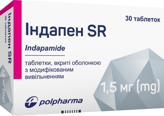 Индапен SR таблетки, п/о, с модиф. высвоб. по 1.5 мг №30 (15х2)