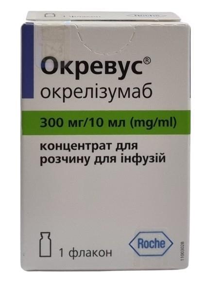 Окревус концентрат для р-ра д/инф. по 300 мг/10 мл по 10 мл №1 во флак.