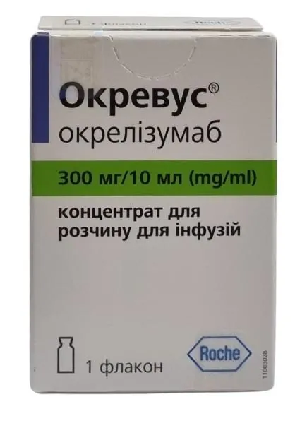 Окревус концентрат для р-ну д/інф. по 300 мг/10 мл по 10 мл №1 у флак.