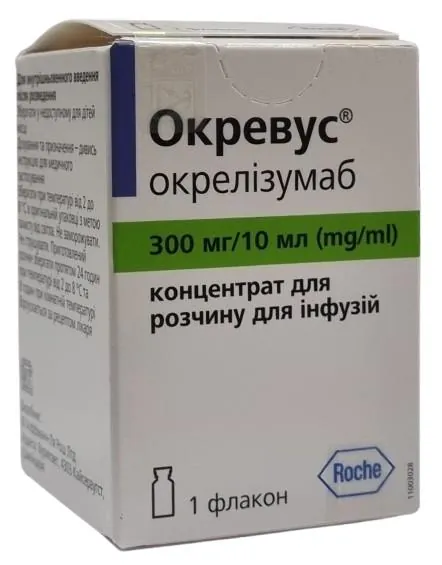 Окревус концентрат для р-ну д/інф. по 300 мг/10 мл по 10 мл №1 у флак.