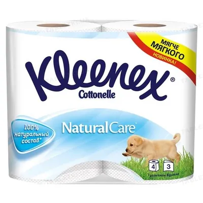 Туалетний папір Kleenex Cottonelle Natural Care 3-шарова, 4 штуки