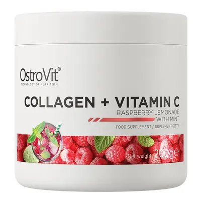 Колаген та вітамін С OstroVit Collagen + Vitamin C малиновий лимонад з м ятою, 200 г