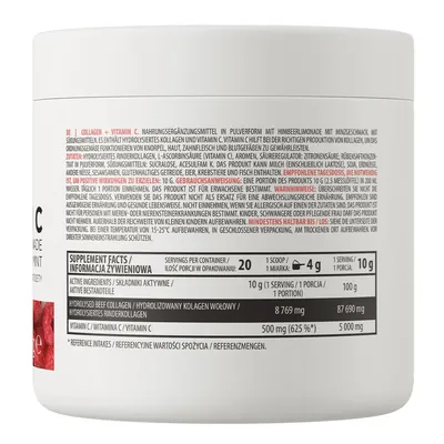 Колаген та вітамін С OstroVit Collagen + Vitamin C малиновий лимонад з м ятою, 200 г