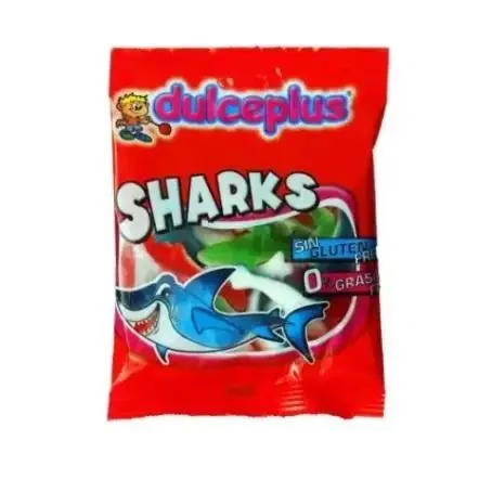 Цукерки жувальні Dulceplus Sharks Акули без глютену, 100 г (12 шт)